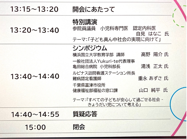 画面：本日のプログラム内容