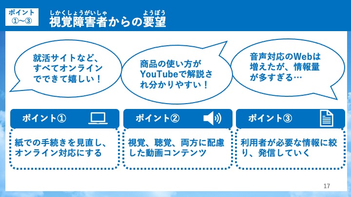 スライド：視覚障害者からの要望