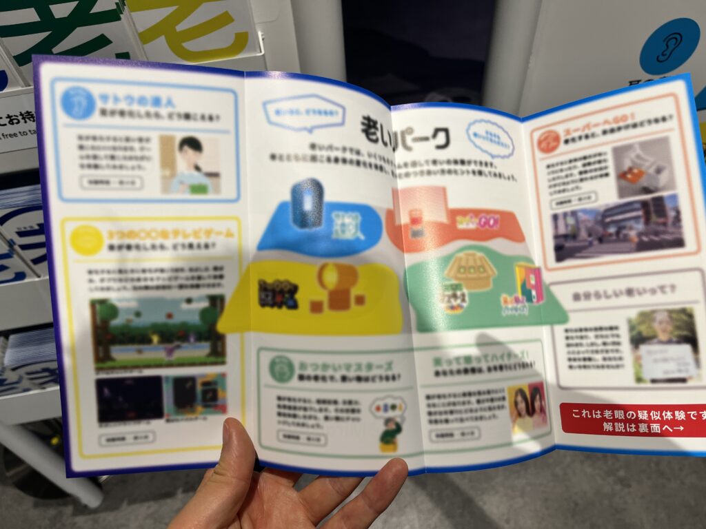 ガイドブックを開いたところ。内容がぼやけており視認性が低い