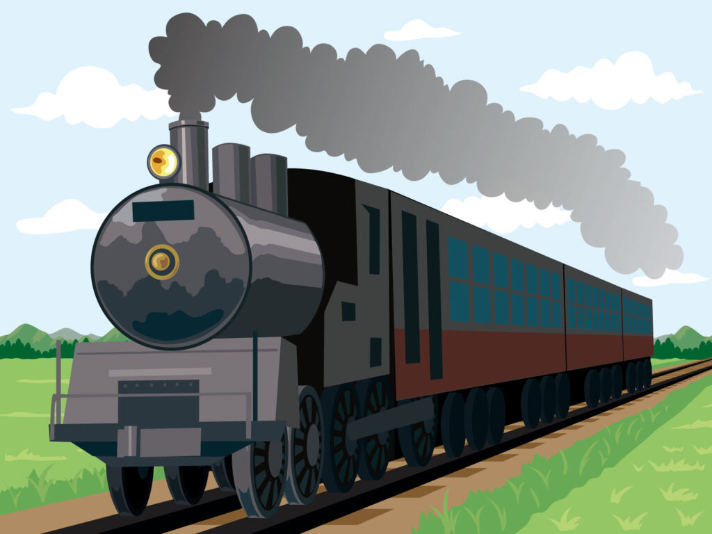画像：蒸気機関車のイラスト