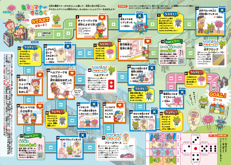 画像：電車のマナーリーフレットのすごろく面
