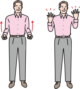 小川が手話「おめでとう」をしているイラスト