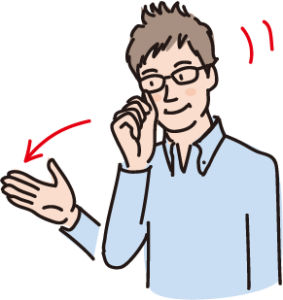 南條が手話「よろしくお願いします」をしているイラスト