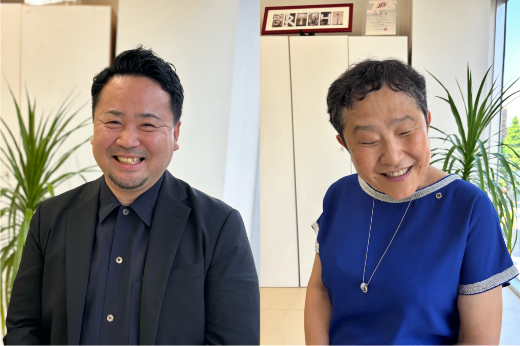 写真左：制作者のブライト・小川、写真右：利用者のゆうこさん