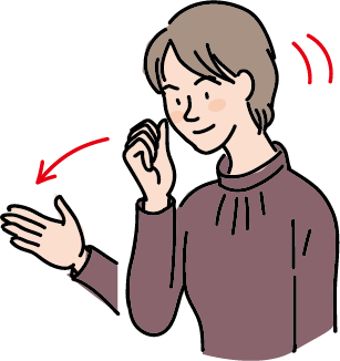 Kが手話でよろしくおねがいしますと挨拶をしているイラスト