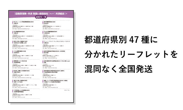 都道府県別47種に 分かれたリーフレットを 混同なく全国発送